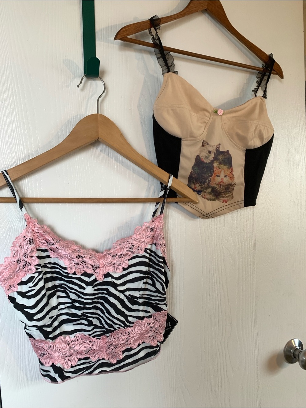 Zaful Pink & Black Zebra Lace Cami Top